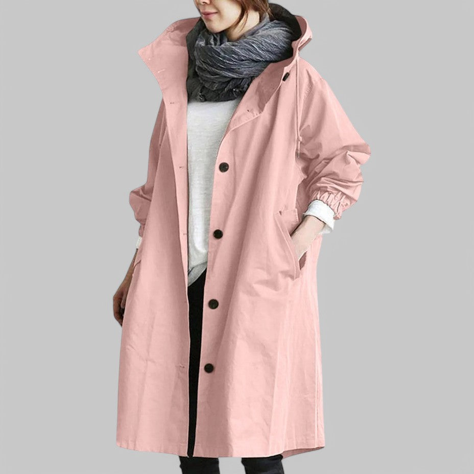 Damen Wasserdichter Trenchcoat Winddicht mit Kapuze - Image 3