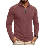T-shirt à manches longues pour homme à col montant et fermeture à quart de zip