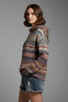 Damen Hoodie Gerippte Manschetten Kapuzenpullover - Image 5