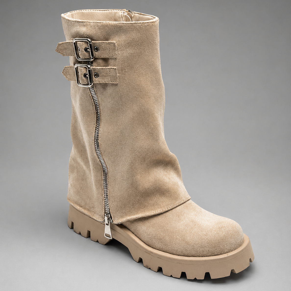 Beiges Veloursleder