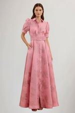 Evangeline - Damen Maxi Kleid Mit Kurzarm Und Taillengürtel