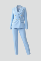 Damen Anzug Set Sommer Doppelreihig Blazer Hose Zweiteiler