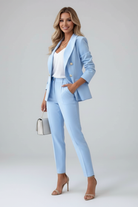 Damen Anzug Set Sommer Doppelreihig Blazer Hose Zweiteiler - Image 4