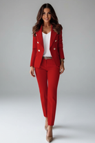 Damen Anzug Set Sommer Doppelreihig Blazer Hose Zweiteiler - Image 12