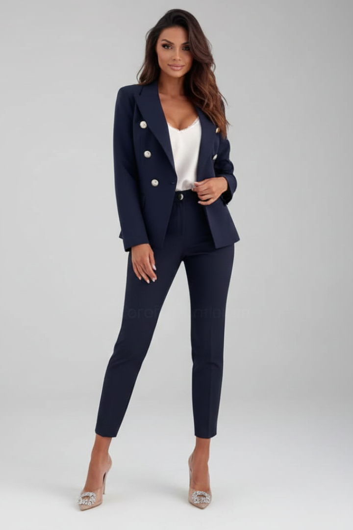 Damen Anzug Set Sommer Doppelreihig Blazer Hose Zweiteiler - Image 7