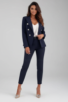 Damen Anzug Set Sommer Doppelreihig Blazer Hose Zweiteiler - Image 7