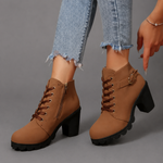 Bottes de combat pour femmes avec lacets, boucle et talon bloc
