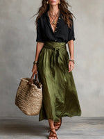 Cazellea - Completo da donna con gonna midi nera