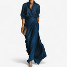 Elegantes Maxikleid Knopfleiste Hemdkragen