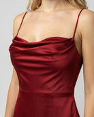 Damen Satin Wasserfallausschnitt Abend Maxikleid - Image 4