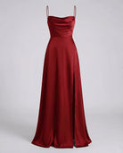 Damen Satin Wasserfallausschnitt Abend Maxikleid - Image 2