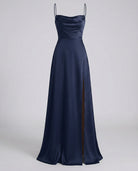 Damen Satin Wasserfallausschnitt Abend Maxikleid - Image 6