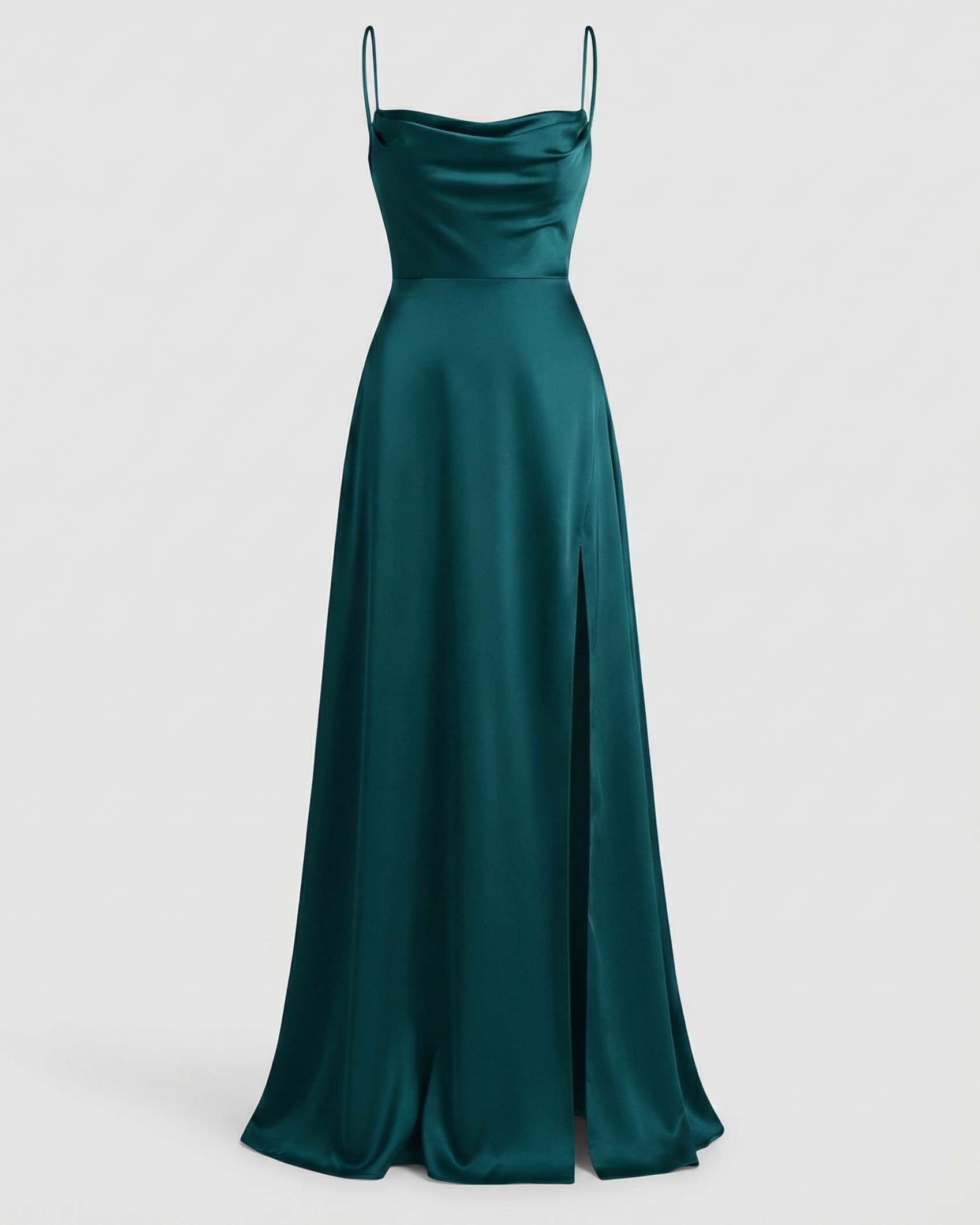 Damen Satin Wasserfallausschnitt Abend Maxikleid - Image 5