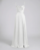 Damen Satin Wasserfallausschnitt Abend Maxikleid - Image 10