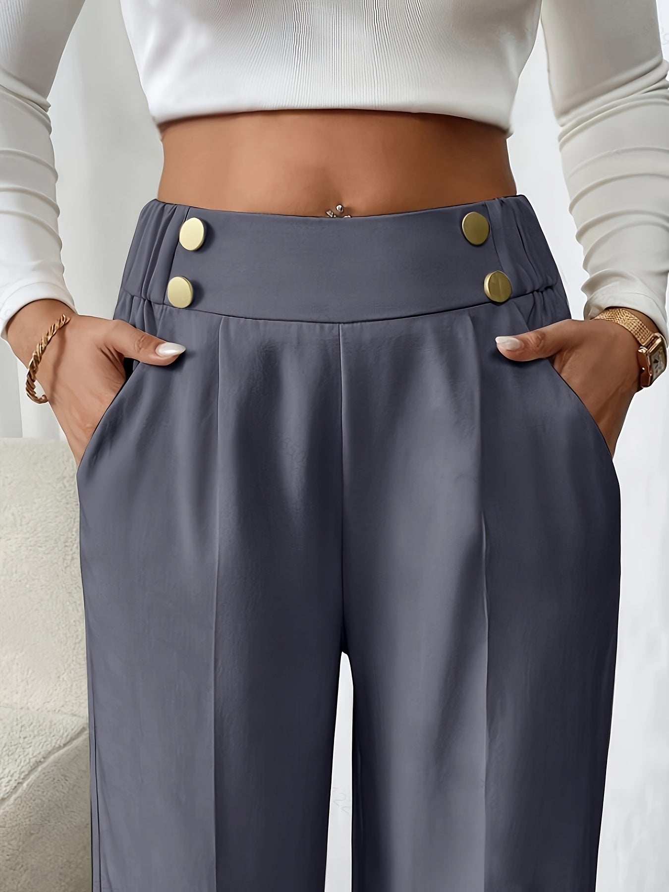 Damen Marlenehose High Waist Weites Bein - Image 10