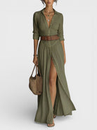 Damen Hemdblusenkleid Maxi Knopfleiste Sommer - Image 3