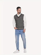 Herren Strick V-Ausschnitt Weste - Image 7