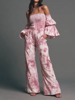 Amabel - damski boho kombinezon z odkrytymi ramionami i tie dye