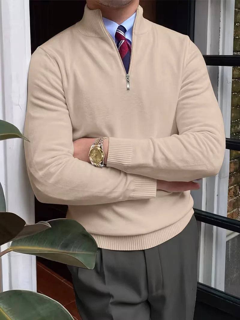 Herren Strickpullover Troyer Reißverschluss Stehkragen - Image 7