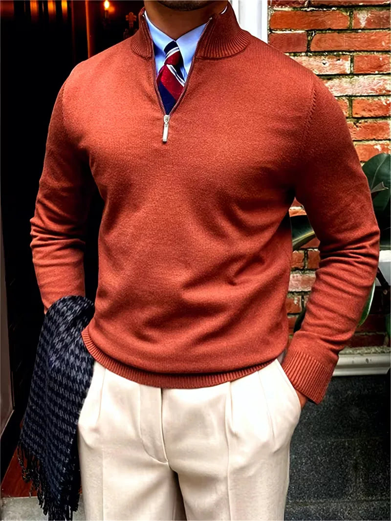 Herren Strickpullover Troyer Reißverschluss Stehkragen - Image 18