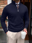 Herren Strickpullover Troyer Reißverschluss Stehkragen - Image 2