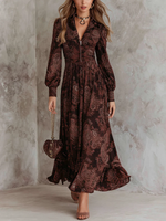 Riah - Abito lungo con zip e motivo paisley