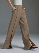 Damen Marlenehose High Waist Weite Stoffhose - Image 9