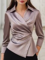 Elvie - Camicetta donna regular fit con colletto e scollo a V