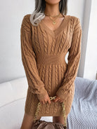 Damen Cable-Knit Strickkleid Tailliert - Image 14