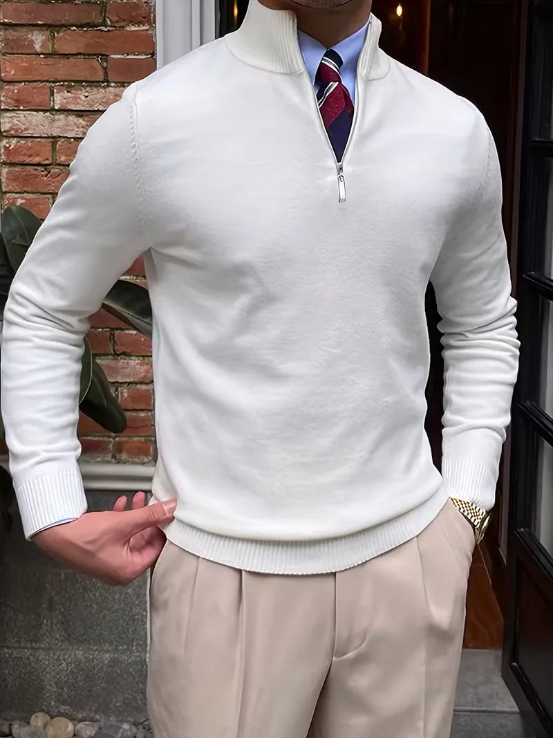 Herren Strickpullover Troyer Reißverschluss Stehkragen - Image 22
