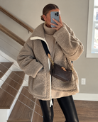 Damen Teddyjacke Warm Oversized Fleece Winterjacke - Image 2