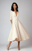 Damen Midikleid V-Ausschnitt