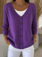 Damen Strick Cardigan V-Ausschnitt Knöpfe - Image 6