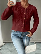 Damen Kabelstrick Strickjacke Knöpfe - Image 11