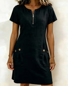 Damen Leinenkleid A-Linie Sommerkleid Leinen-Mix mit Taschen - Image 3