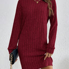 Damen Strickkleid gerippt Pulloverkleid Midi Langarm Winter - Image 20