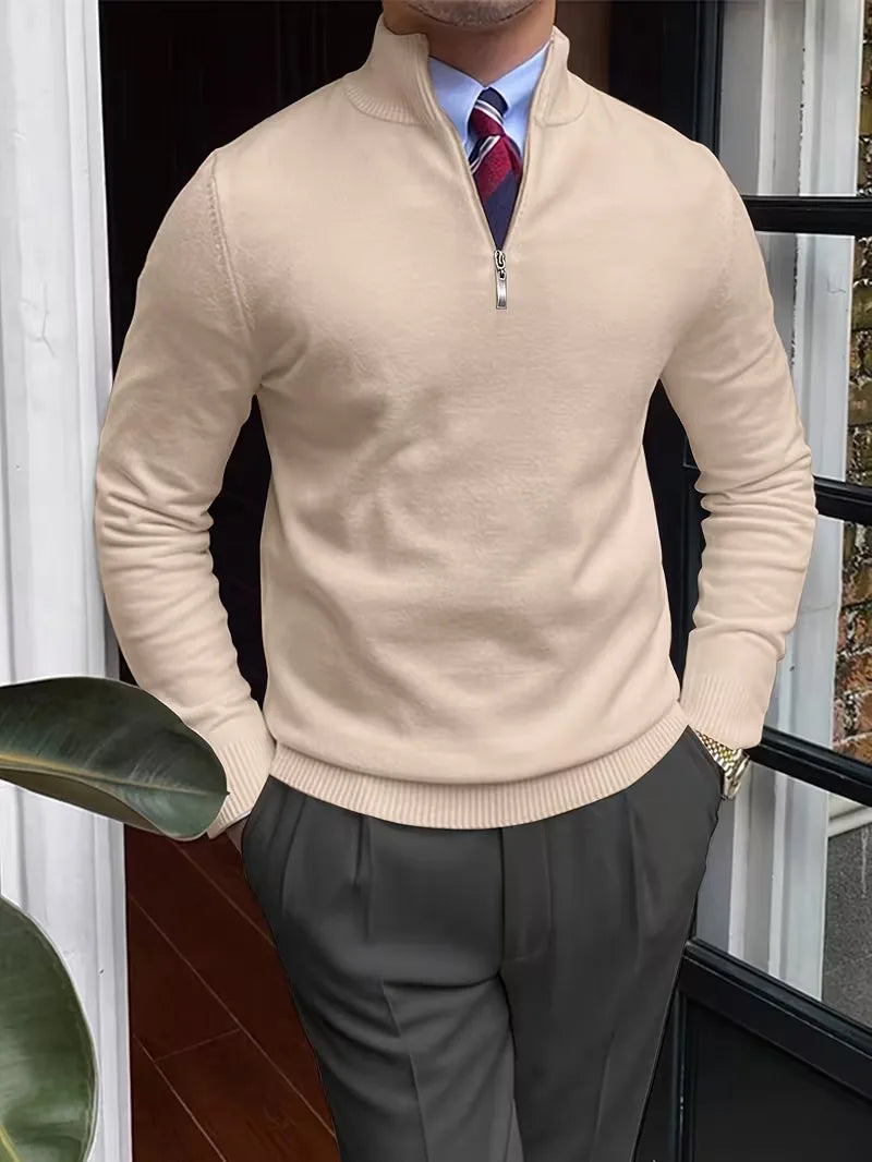 Herren Strickpullover Troyer Reißverschluss Stehkragen - Image 9