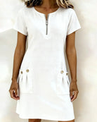 Damen Leinenkleid A-Linie Sommerkleid Leinen-Mix mit Taschen - Image 4