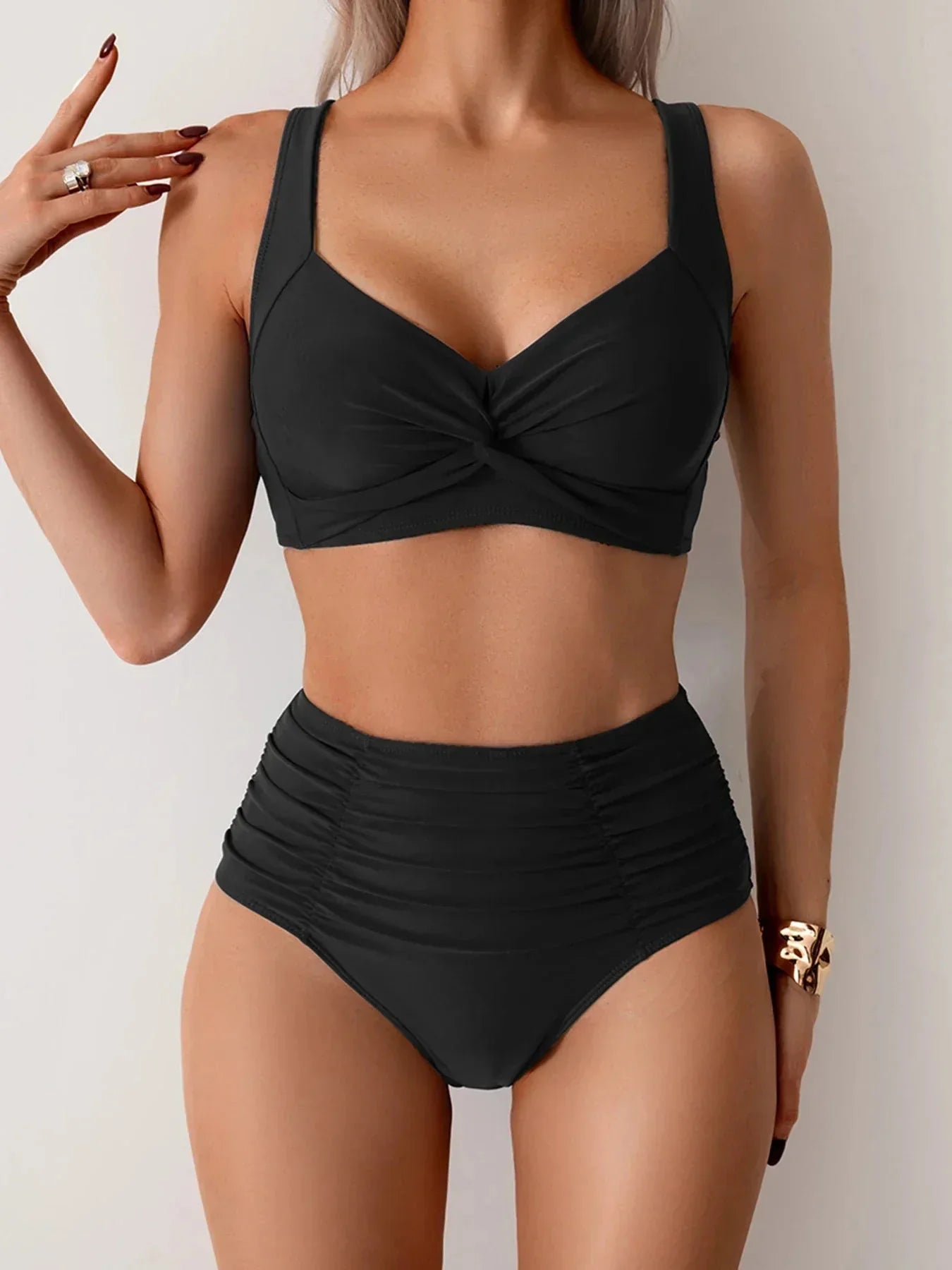 Women High Waisted Bikini Set Two Piece Tummy Control Swimsuit