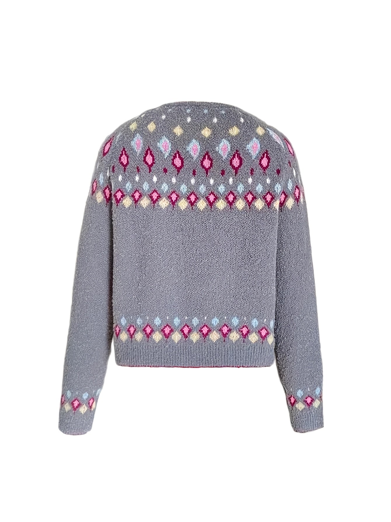 Damen Boho Strickjacke Bestickter Cardigan V-Ausschnitt - Image 5