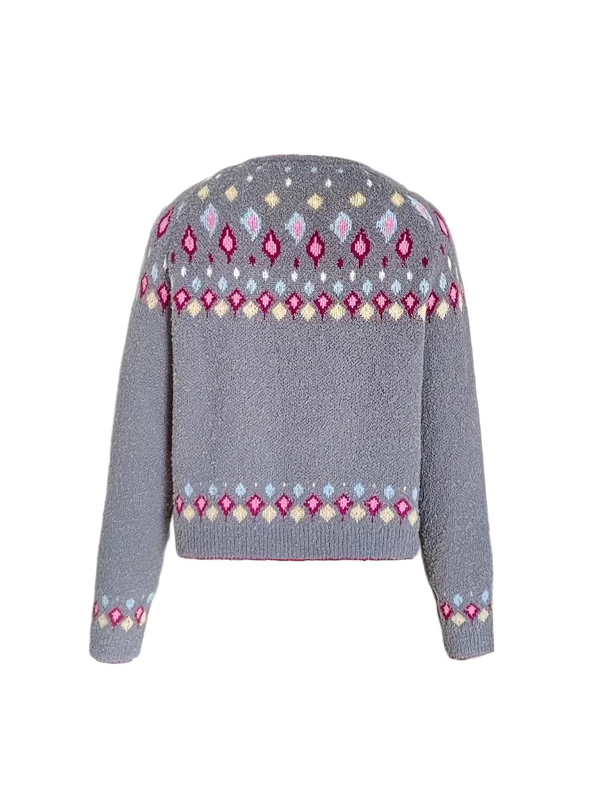 Damen Boho Strickjacke Bestickter Cardigan V-Ausschnitt - Image 5