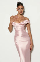 Damen Satin Maxikleid Ein-Schulter Korsett Abendkleid Lang - Image 21