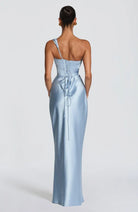 Damen Satin Maxikleid Ein-Schulter Korsett Abendkleid Lang - Image 13