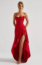Damen Satin Maxikleid elegant lang Schlitz rückenfrei - Image 16