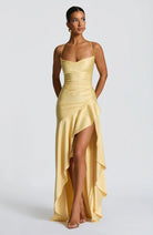 Damen Satin Maxikleid elegant lang Schlitz rückenfrei - Image 13