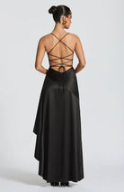 Damen Satin Maxikleid elegant lang Schlitz rückenfrei - Image 8