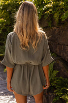 Damen Sommer Playsuit Kurz V-Ausschnitt - Image 2