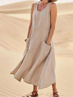Hannela - Ärmelloses Maxi Kleid mit Taschen