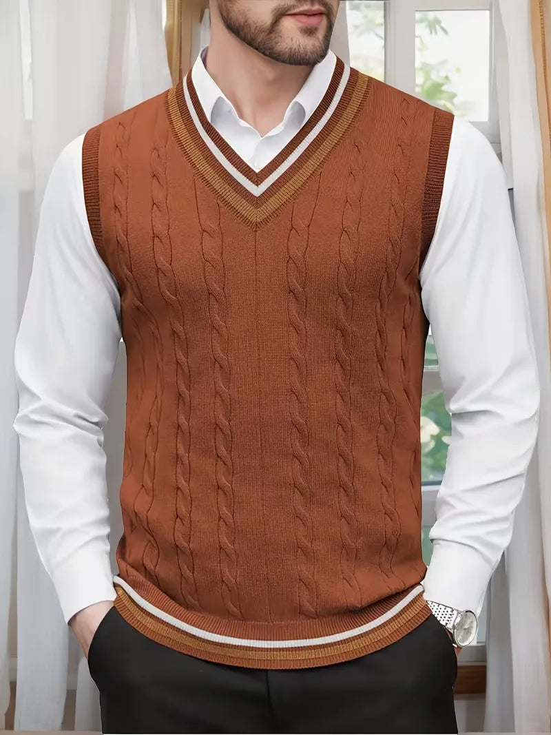 Herren Strick V-Ausschnitt Weste - Image 11