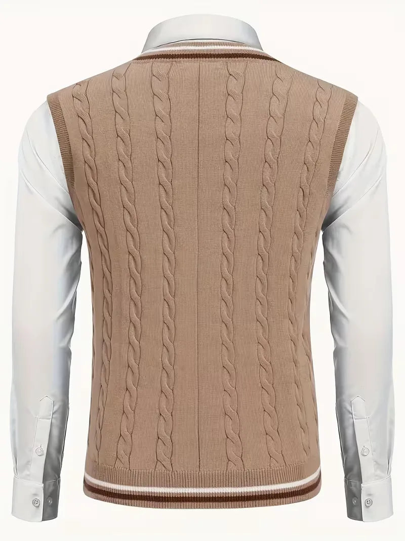 Herren Strick V-Ausschnitt Weste - Image 43